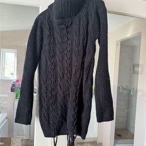 Killstar Black Cable Knit Turtleneck Sweater